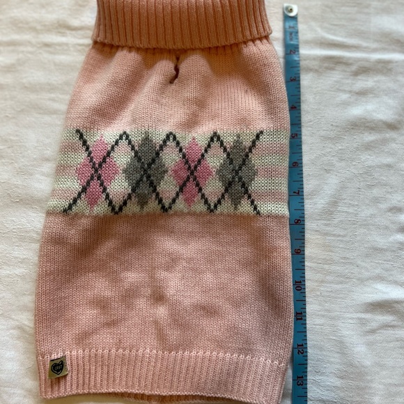 Pet cowl neck sweater pink and white for small to medium dog - Picture 3 of 4